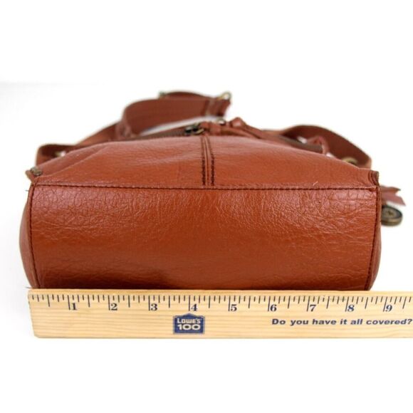 The Sak TAN BROWN GENUINE LEATHER FLAP XBODY BOHO MESSENGER SHOULDER BAG HANDBAG - Picture 12 of 15